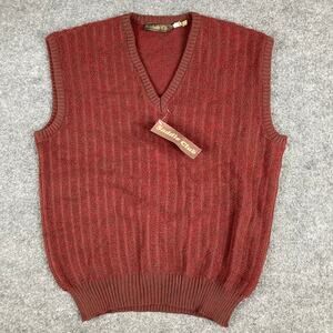 Saddle Club Sweater Vest Mens M Red V Neck Made in Italy Classic Knit